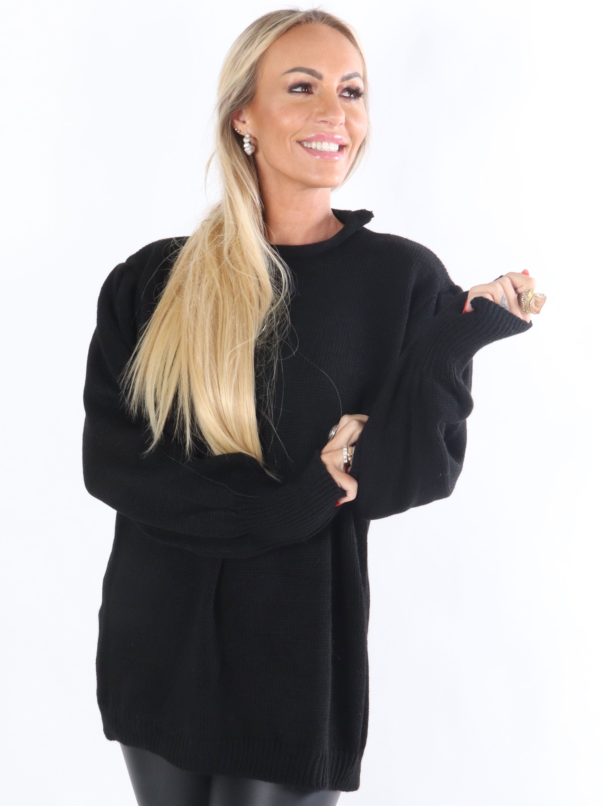 Beate - Striktrøje med små pufærmer